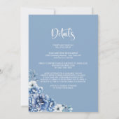 オールインワンのブルーフラワーウェディング 招待状 (裏面)