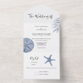 オールインワンのブルー・ナウチカル・ウォーターカラー結婚式招待状 オールインワン招待状 (内側)