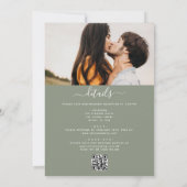 オールインワンのユーカリ緑のQRコード結婚ズ 招待状 (裏面)