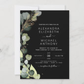 オールインワンのユーカリ緑のQRコード結婚ズ 招待状 (正面)