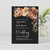 オールインワンのラスティック フローラル ブラック ウェディング 招待状 (スタンド正面)