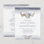 オールインワンのローズとアントラーズ ウェディング招待状 (正面/裏面)