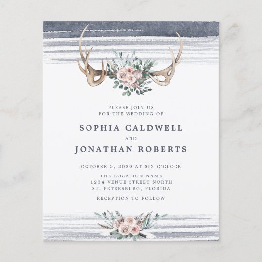 オールインワンのローズとアントラーズ ウェディング招待状 (正面)