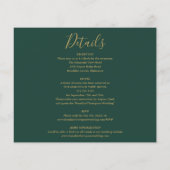 オールインワンの写真付きグリーンゴールドのウェディング招待状 (裏面)
