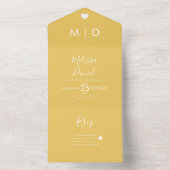 オールインワンの大胆な黄色のハートの結婚式招待状 オールインワン招待状 (内側)