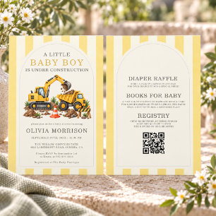 オールインワンの建設中ボーイベビーシャワー 招待状
