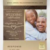 オールインワンの木製写真ウェディング 三つ折り招待状 (内部中)