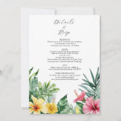 オールインワンの水彩トロピカルフラワーウェディング 招待状 (裏面)