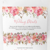 オールインワンの水彩ピンクの花のウェディング 三つ折り招待状 (内部最初)