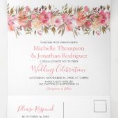 オールインワンの水彩ピンクの花のウェディング 三つ折り招待状 (内部中)