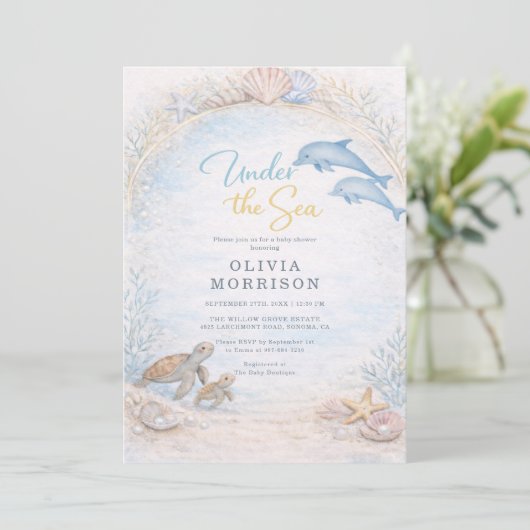 オールインワンの海の中のベイビーシャワー 招待状 (スタンド正面)