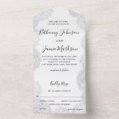 オールインワンの白い花のウェディング招待状 オールインワン招待状 (内側)