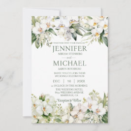 オールインワンの白い蘭の結婚式招待状 招待状