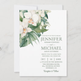 オールインワンの白い蘭の結婚式招待状 招待状