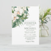 オールインワンの白い蘭の結婚式招待状 招待状 (スタンド正面)