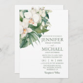 オールインワンの白い蘭の結婚式招待状 招待状 (正面/裏面)