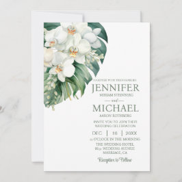 オールインワンの白い蘭の結婚式招待状 招待状