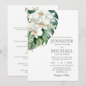 オールインワンの白い蘭の結婚式招待状 招待状 (正面/裏面)