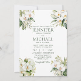 オールインワンの白い蘭の結婚式招待状 招待状