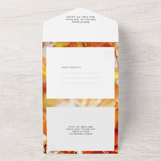 オールインワンの秋の結婚式招待状 紅葉 オールインワン招待状 (外側)