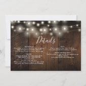 オールインワンの素朴な木製ストリングライト ウェディングフォト 招待状 (裏面)