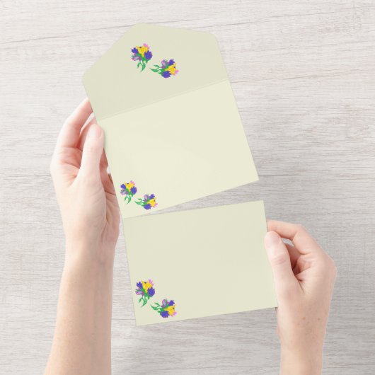 オールインワンの結婚式招待状　チューリップ オールインワン招待状 (貼ってはがせる)