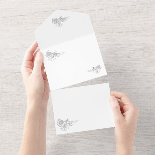 オールインワンの結婚式招待状 : ハト オールインワン招待状 (貼ってはがせる)