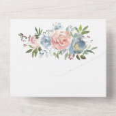 オールインワンの結婚式招待状 ピンク ブルー 花 オールインワン招待状 (裏面)