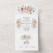 オールインワンの結婚式招待状 ピンク マーブルの花 オールインワン招待状 (内側)