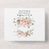 オールインワンの結婚式招待状 ピンク マーブルの花 オールインワン招待状 (裏面)