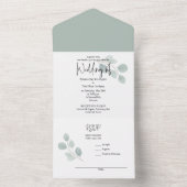 オールインワンの結婚式招待状 ミニマルグリーン ユーカリ オールインワン招待状 (内側)