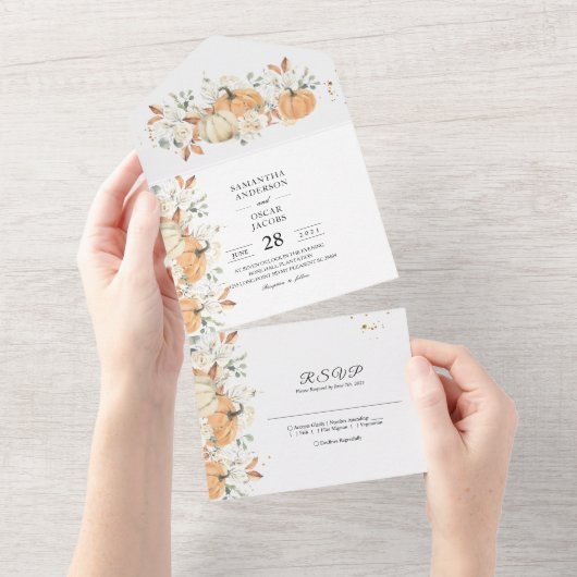 オールインワンの結婚式招待状 | ラスティックオータム オールインワン招待状 (貼ってはがせる)