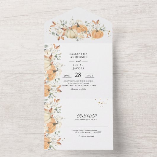 オールインワンの結婚式招待状 | ラスティックオータム オールインワン招待状 (内側)