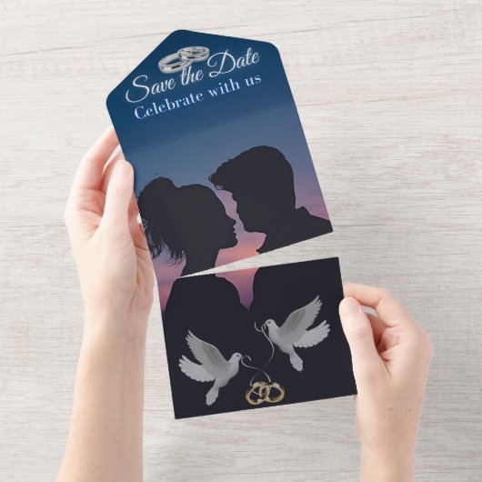 オールインワンの結婚式招待状（白紙） オールインワン招待状 (貼ってはがせる)