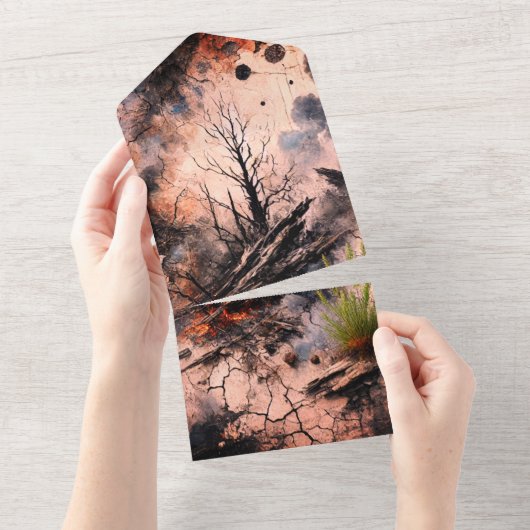 オールインワンの結婚式招待状 - 芸術的なデザイン オールインワン招待状 (貼ってはがせる)