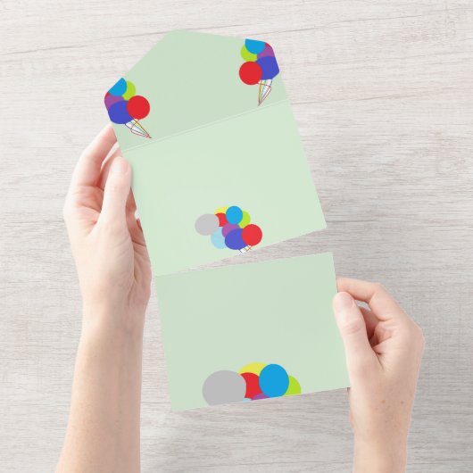 オールインワンの結婚式招待状 : 風船 オールインワン招待状 (貼ってはがせる)