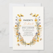 オールインワンの親がハチのワイルドフラワーベイビーシャワー 招待状 (正面)