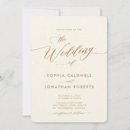 オールインワンの金ゴールドとクリーム結婚書 招待状