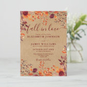 オールインワンの rustic 秋の恋に落ちる フラワー ウェディング 招待状 (スタンド正面)