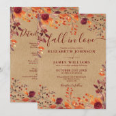 オールインワンの rustic 秋の恋に落ちる フラワー ウェディング 招待状 (正面/裏面)