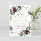 オールインワンアマリリス松金ゴールド冬の結婚式 招待状 (スタンド正面)