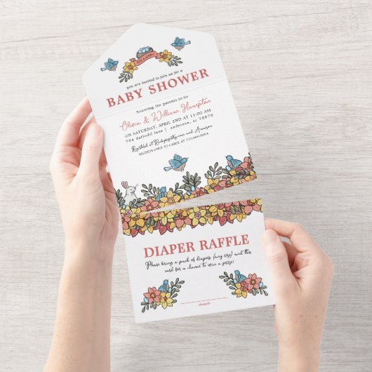 オールインワンイースターベイビーシャワー招待状 オールインワン招待状 (貼ってはがせる)