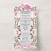 オールインワンウェディング招待 – フローラバラソフトピンク オールインワン招待状 (内側)