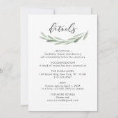 オールインワンウォータカラーオリーブの葉のリース結婚 招待状 (裏面)