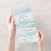 オールインワンウォータカラービーチ結婚式招待状 オールインワン招待状 (貼ってはがせる)