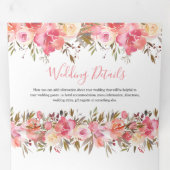 オールインワンウォータカラーピンクフローラ結婚 三つ折り招待状 (内部最初)