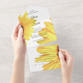 オールインワンウォーターカラーサンフラワーウェディングアグレクト オールインワン招待状 (貼ってはがせる)