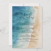 オールインワンウォーターカラーブルー海ビーチ結婚式 招待状 (裏面)