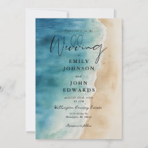 オールインワンウォーターカラーブルー海ビーチ結婚式