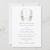 オールインワンウォーターカラーリージェンシークレスト結婚QR 招待状 (正面)